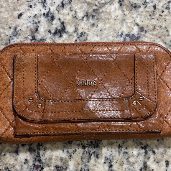 Chloe Tan Brown long leather zip around wallet Lux rehab - Picture 1 of 16